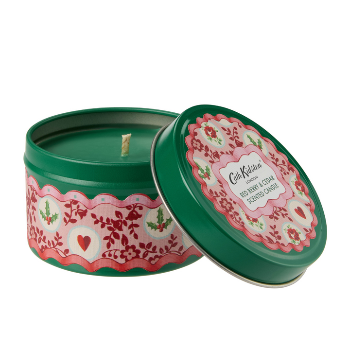 The Christmas Journey Red Berry & Cedar Scented Candle in Tin