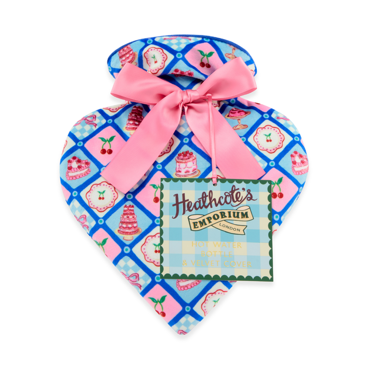 Vintage Fayre Heart Shaped Velvet Hot Water Bottle