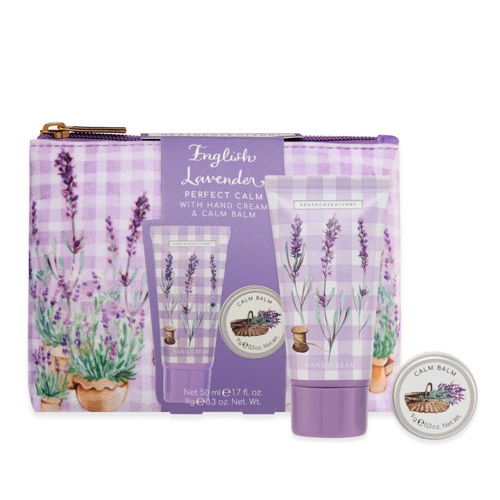 English Lavender Velvet Cosmetic Purse Set