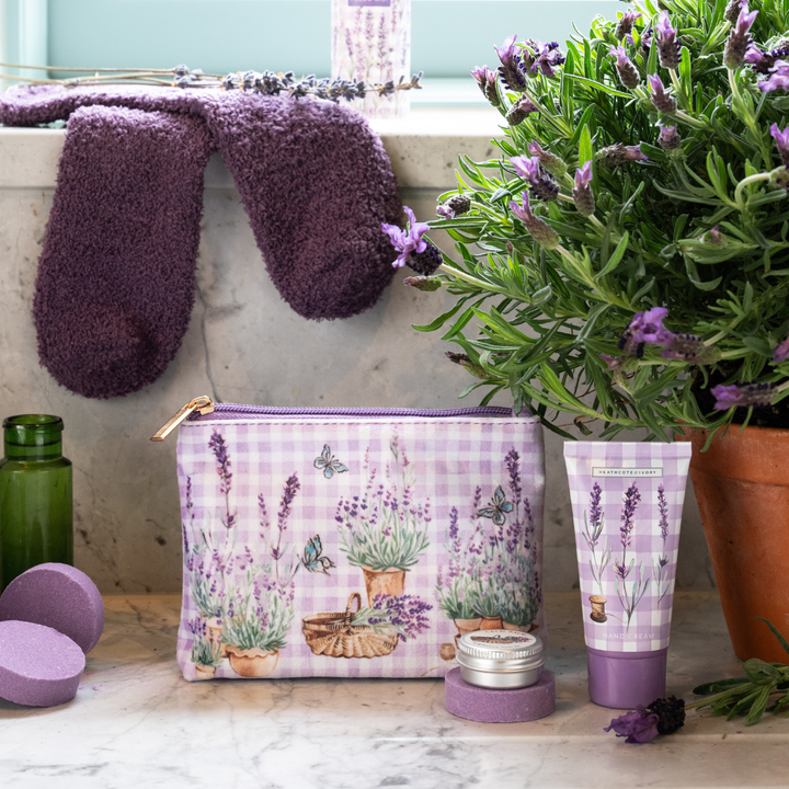 English Lavender Velvet Cosmetic Purse Set