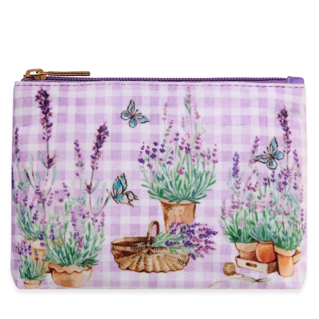 English Lavender Velvet Cosmetic Purse Set
