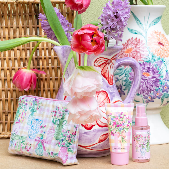 Sweet Pea Velvet Cosmetic Purse Set