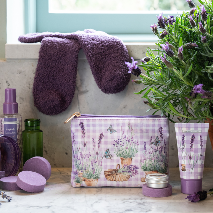English Lavender Velvet Cosmetic Purse Set