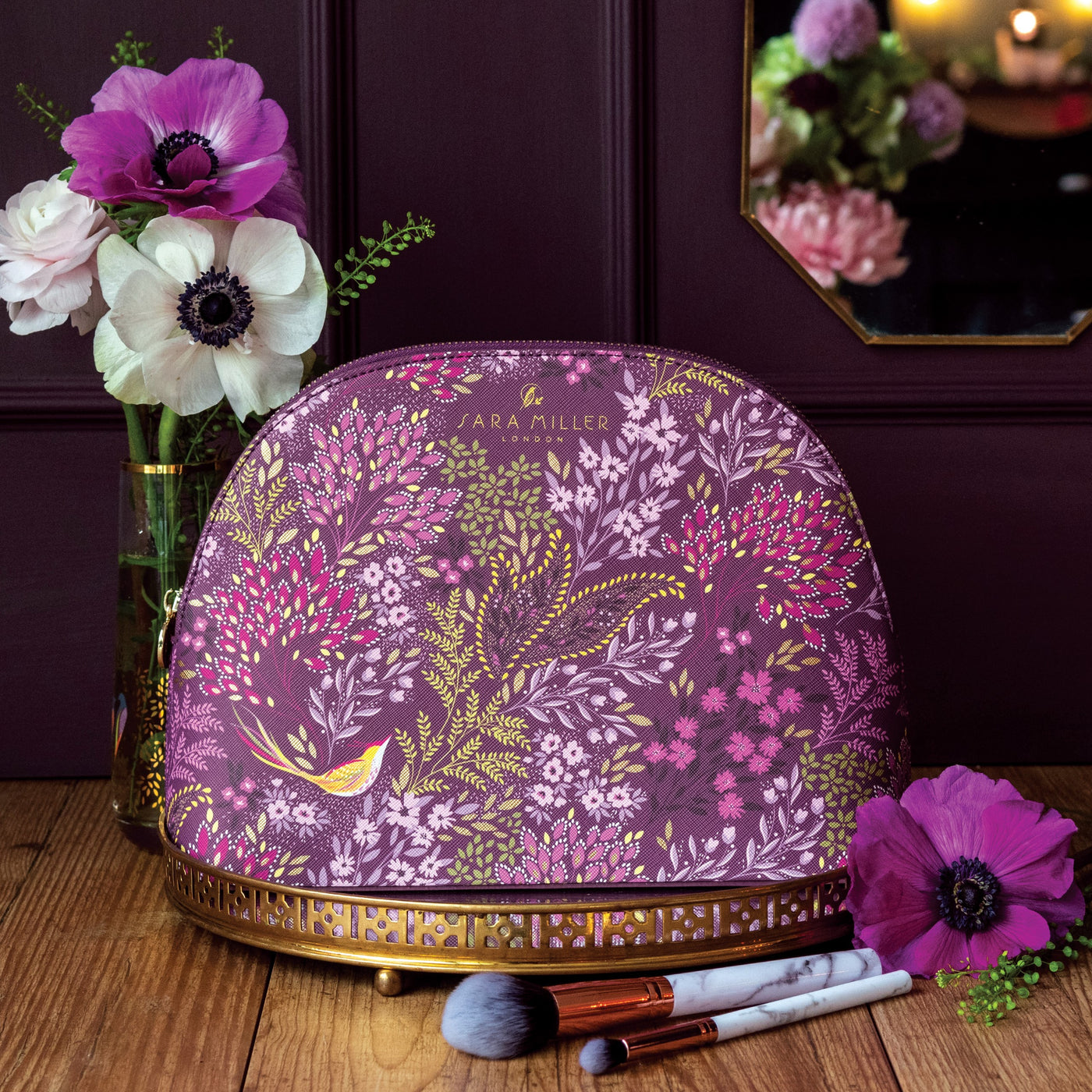 Sara Miller Haveli Garden Large Cosmetic Bag - Purple