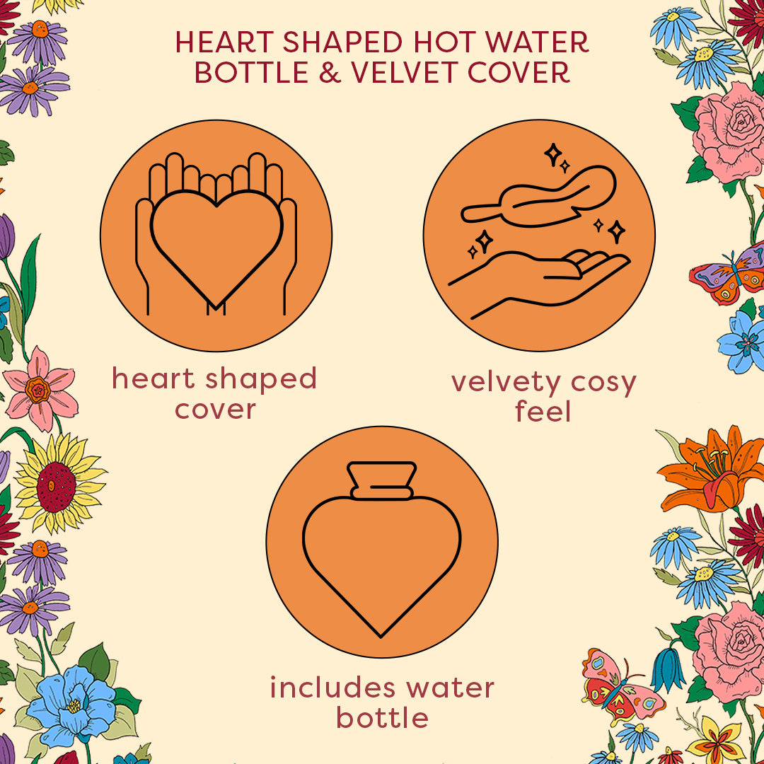 Love Revival Heart Shaped Hot Water Bottle & Velvet Cover