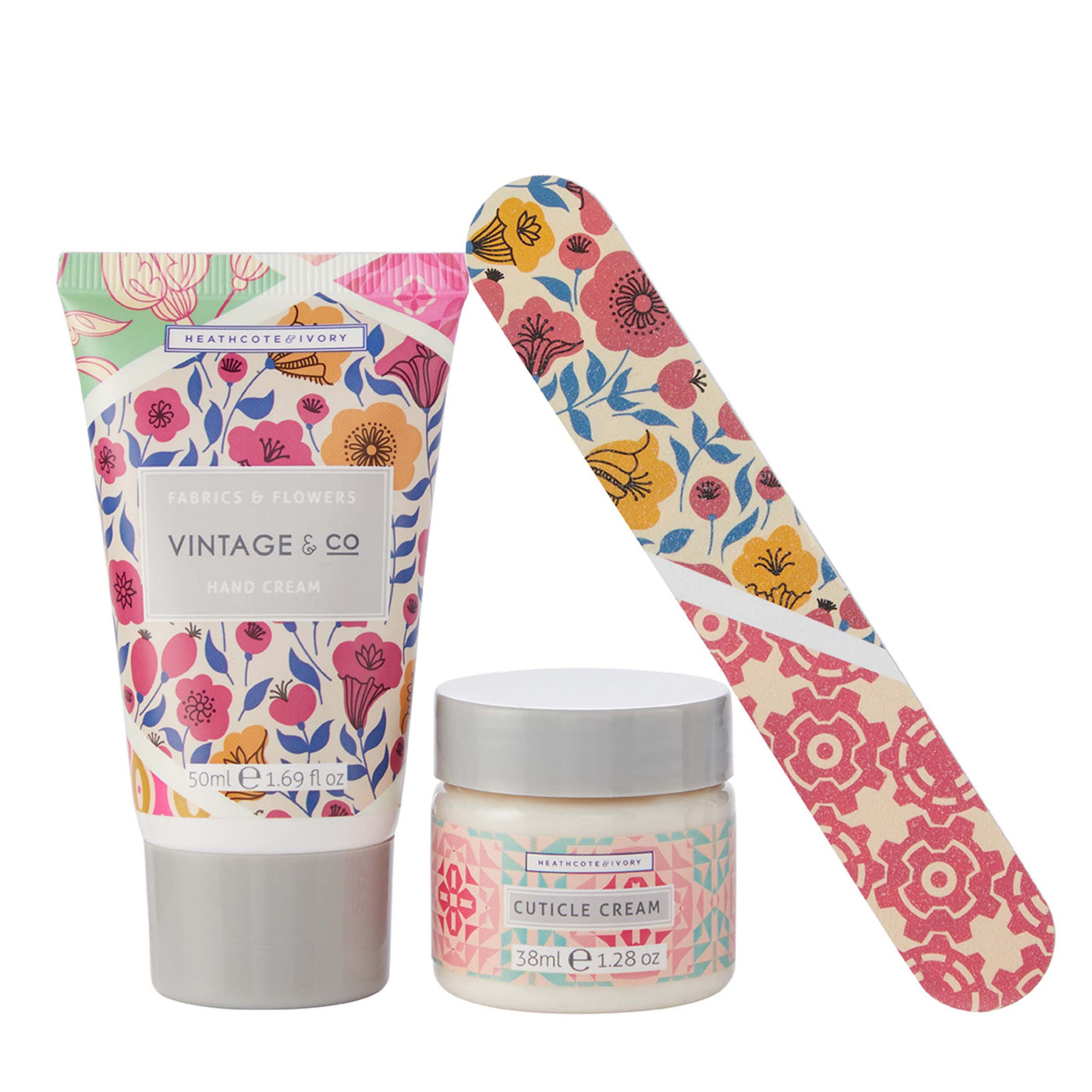 Vintage & Co Fabrics & Flowers Nail Care Set - Heathcote & Ivory