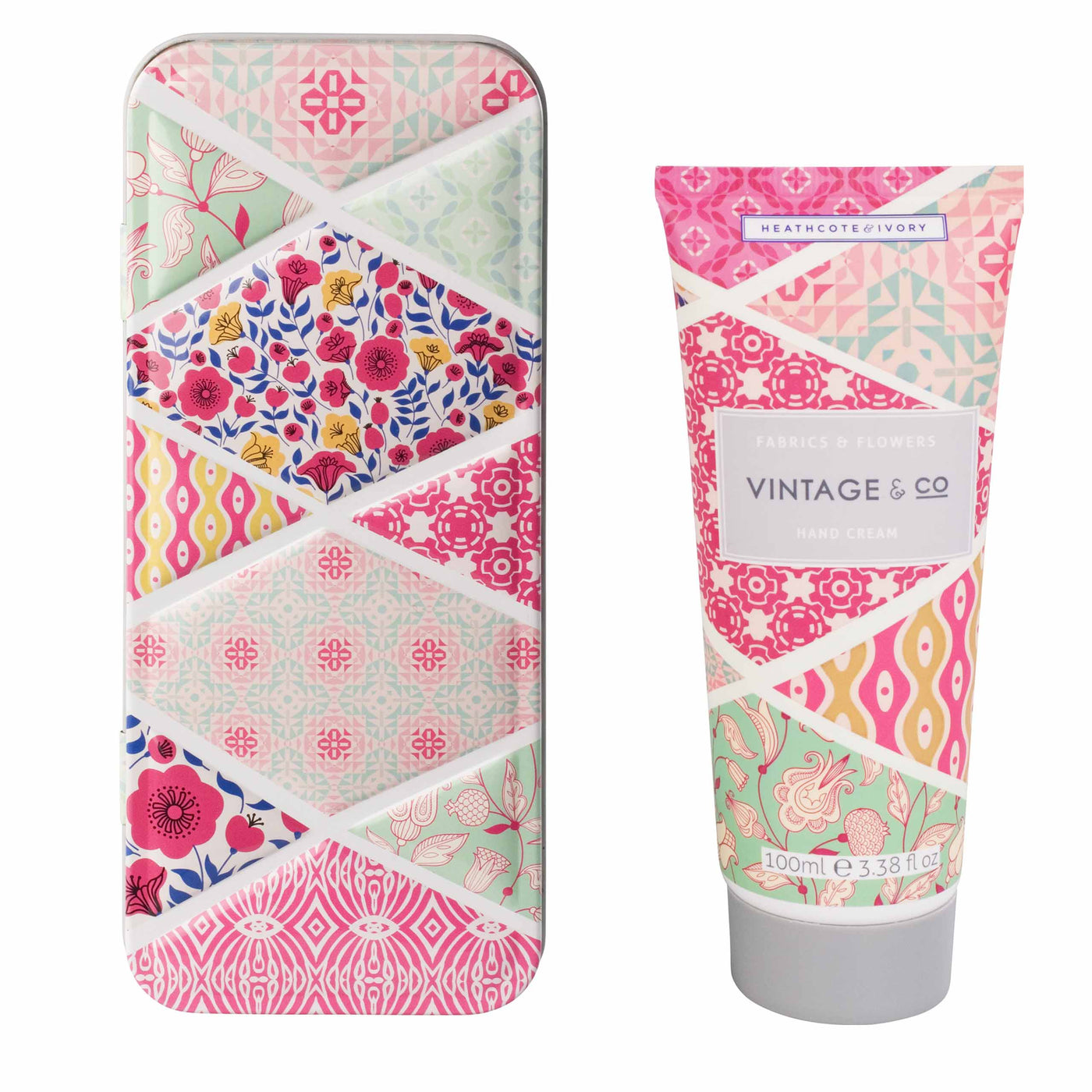 Vintage & Co Fabrics & Flowers Hand Cream in Tin - Heathcote & Ivory